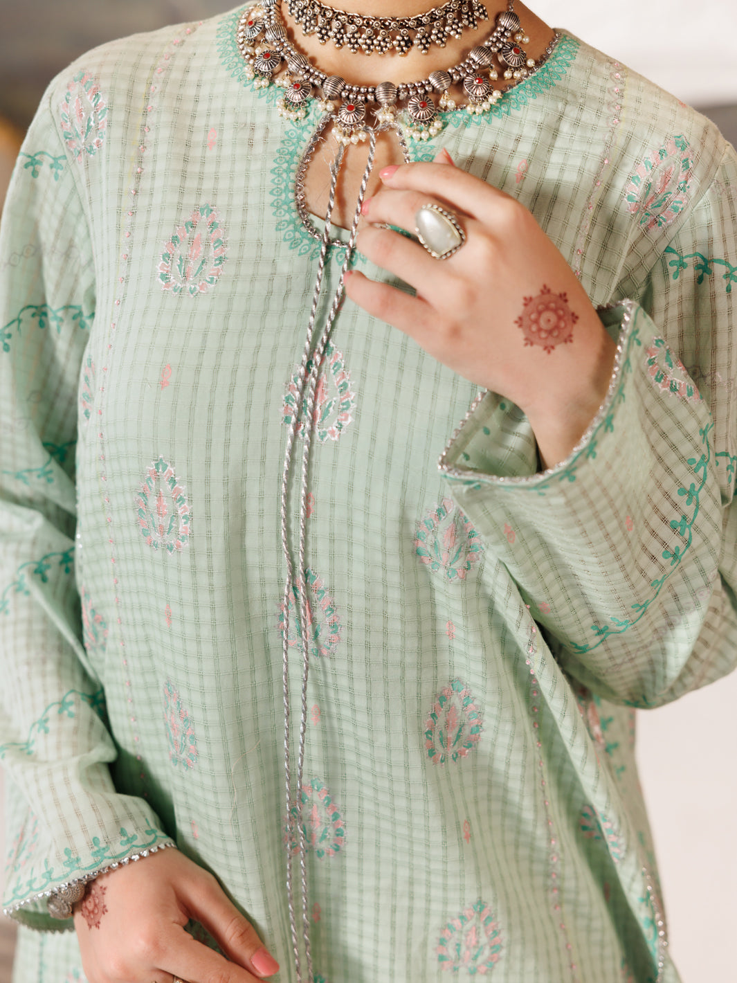 Pistachio Green Cotton Dobby 2 Piece Stitched - ALT-2PS-LKS-1161