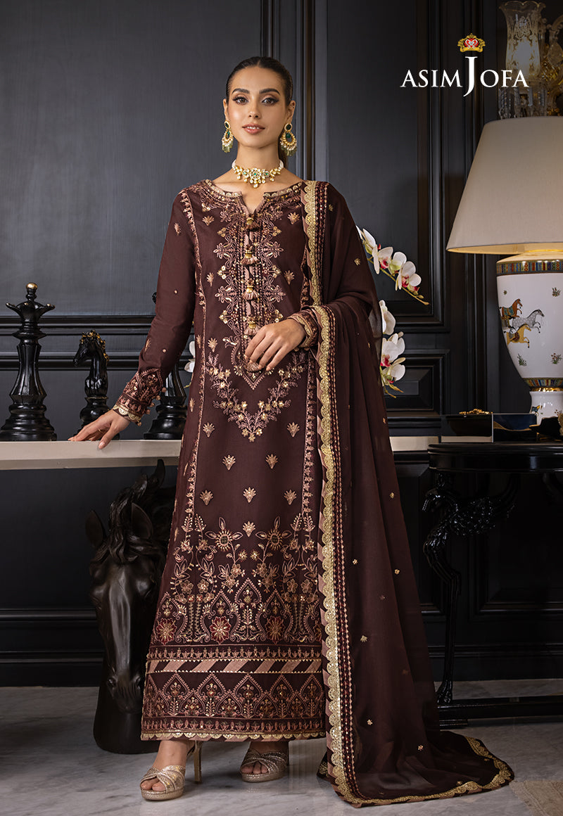 AJRND-29 EMBROIDERED LAWN SILK STITCHED 3 PCS