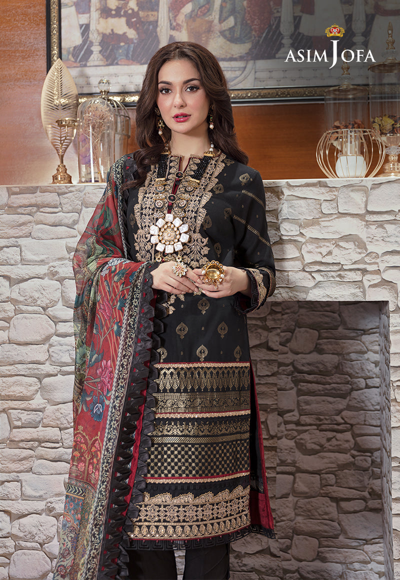 AJRL-10 EMBROIDERED WOVEN JACQUARD LAWN 3 PCS