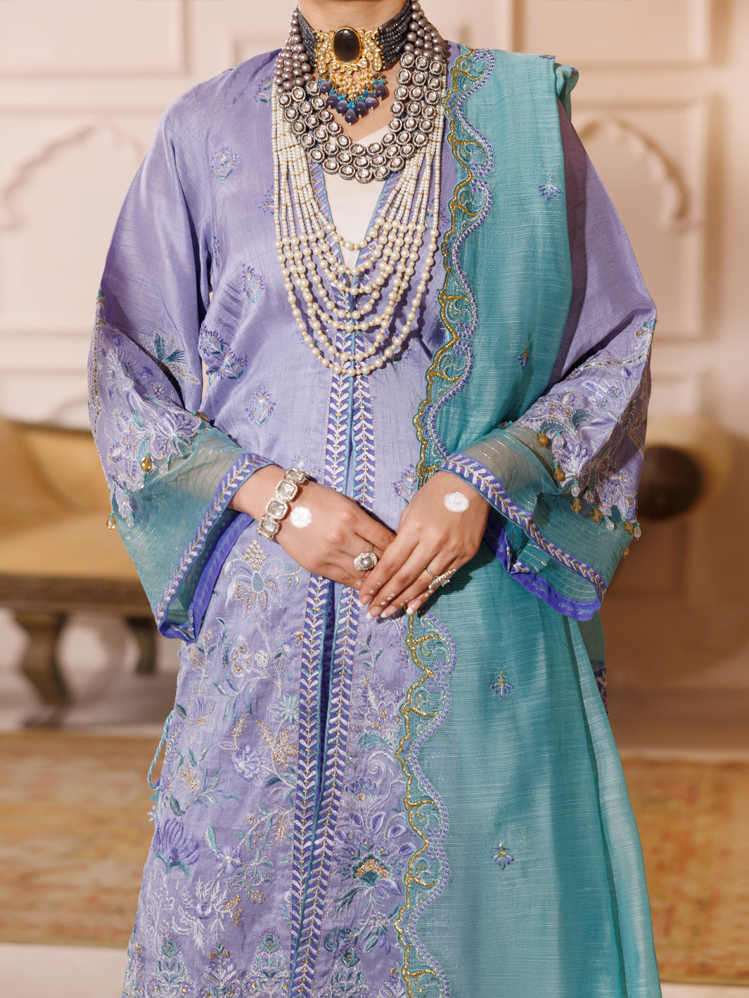 Light Purple Raw Silk Formal 3Pc Stitched - ALP-3PS-LS-454