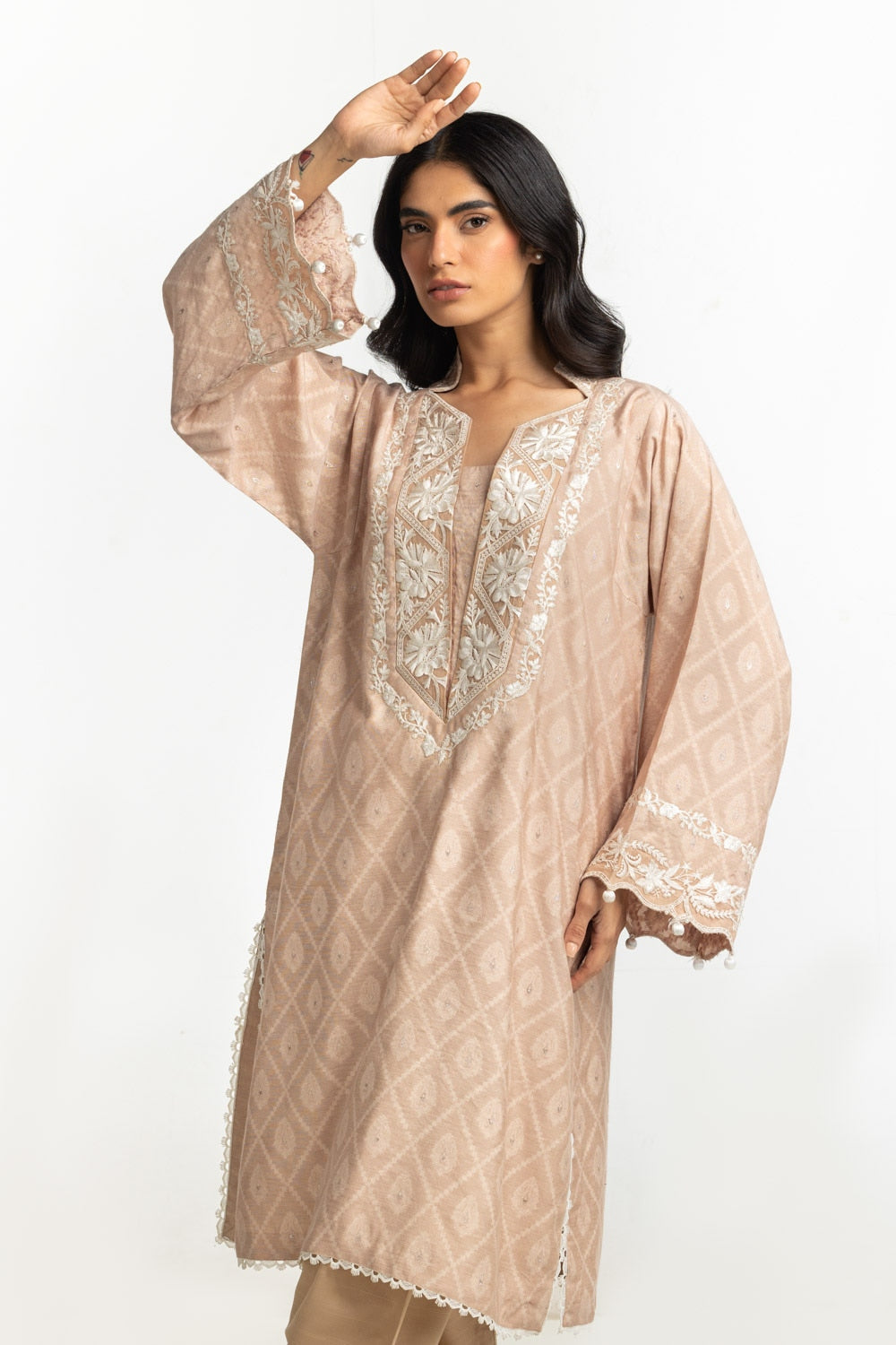 Lurex Jacquard Embroidered Shirt And Trouser