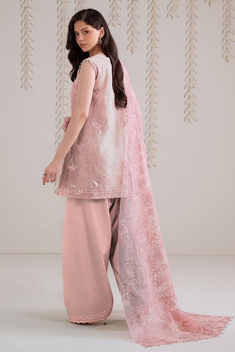 Dusty Rose-4Pc Organza Embroidered Suit