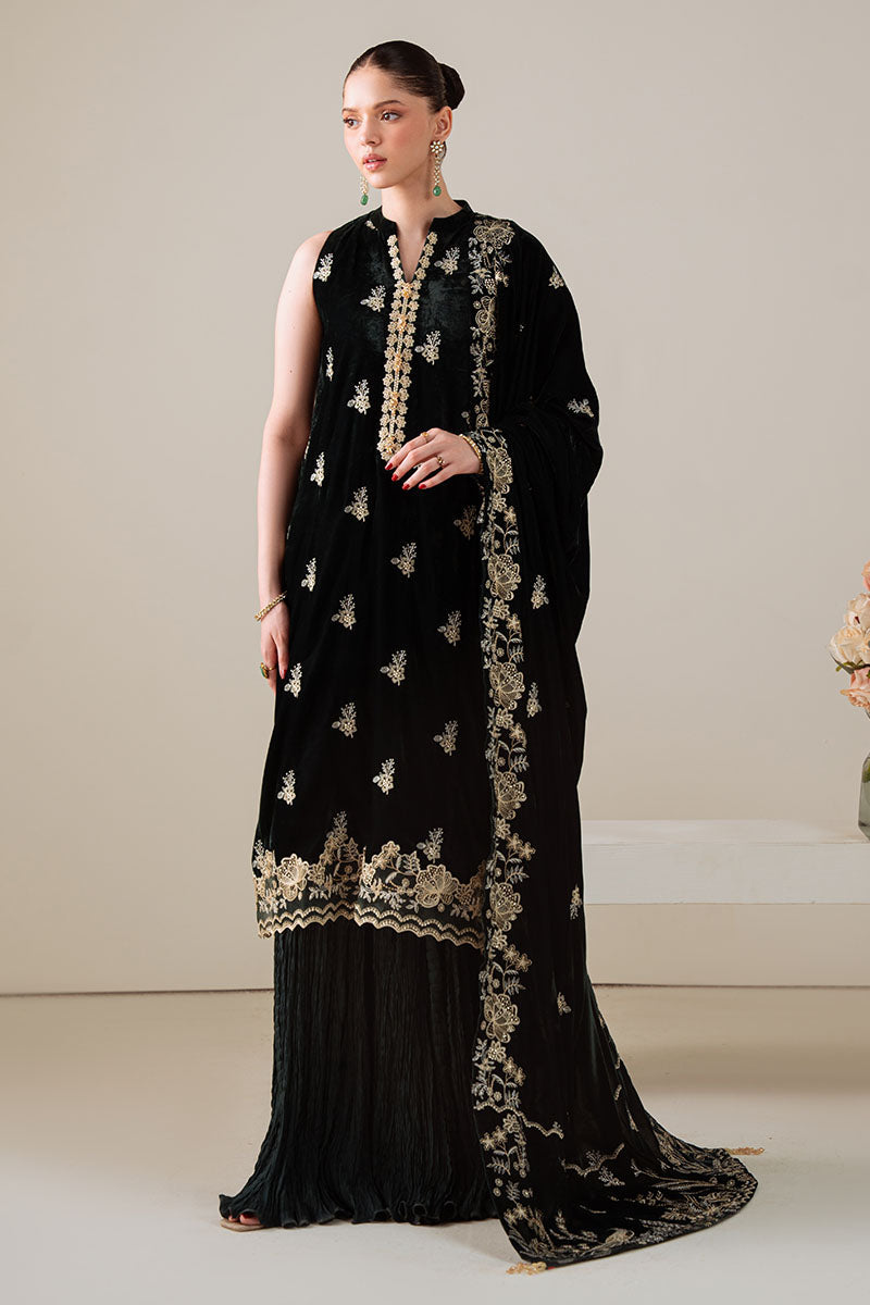 Verdant Spell-3Pc Velvet Embroidered Suit