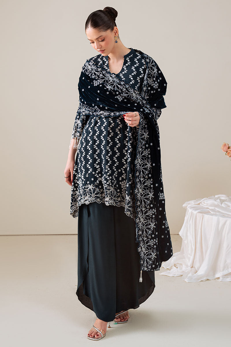 Tropical Teal-3Pc Silk Embroidered Suit