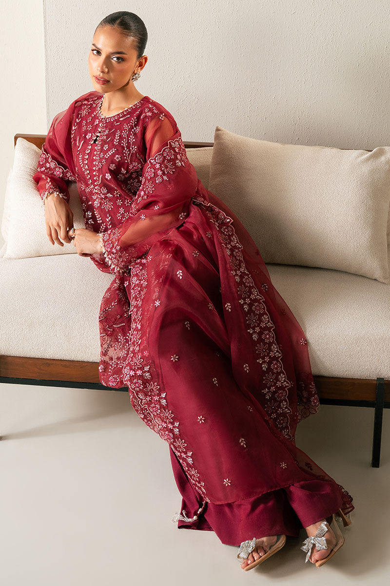 GARNET GLOW-4PC ORGANZA EMBROIDERED SUIT