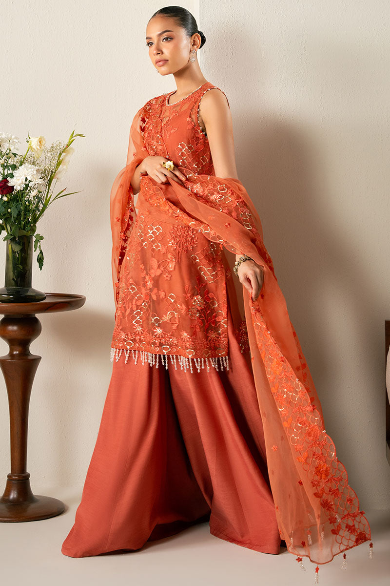 AUTUMN ZEST-4PC ORGANZA EMBROIDERED SUIT