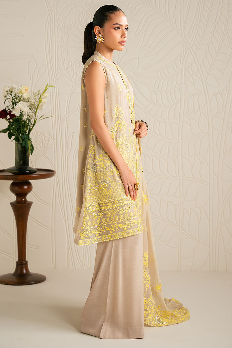 SAND BRONZE-4PC CHIFFON EMBROIDERED SUIT