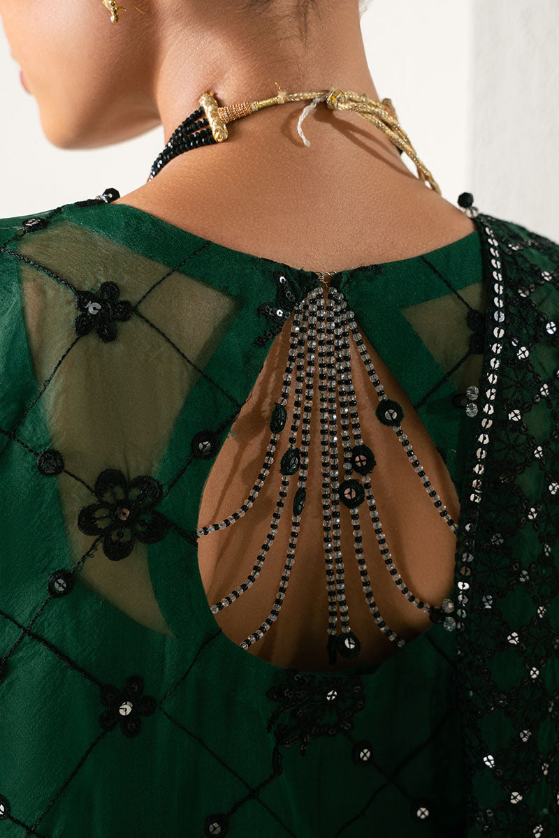 EMERALD DREAM-4PC ORGANZA EMBROIDERED SUIT