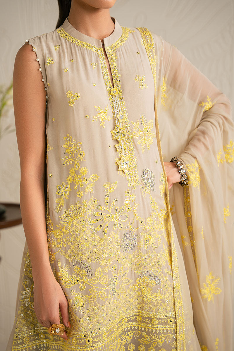 SAND BRONZE-4PC CHIFFON EMBROIDERED SUIT