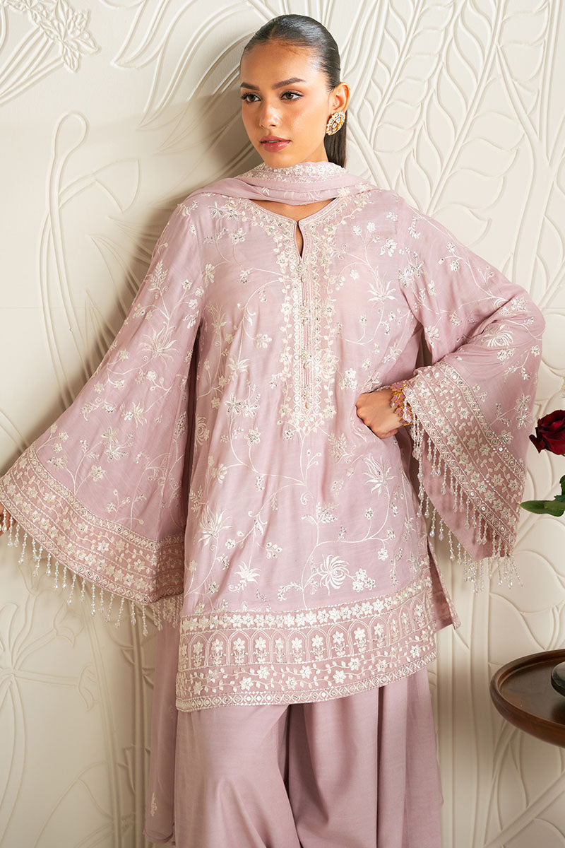 QUARTZ PINK-3PC SILK EMBROIDERED SUIT