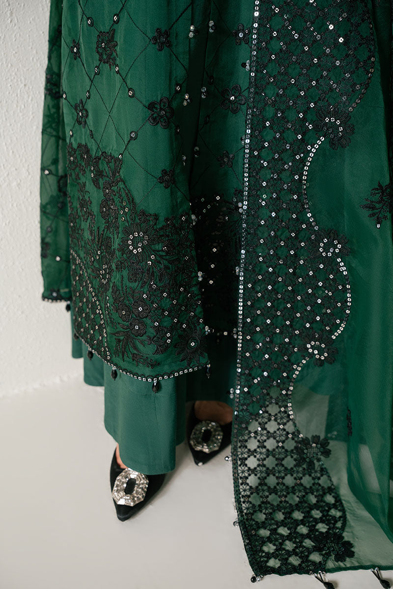 EMERALD DREAM-4PC ORGANZA EMBROIDERED SUIT