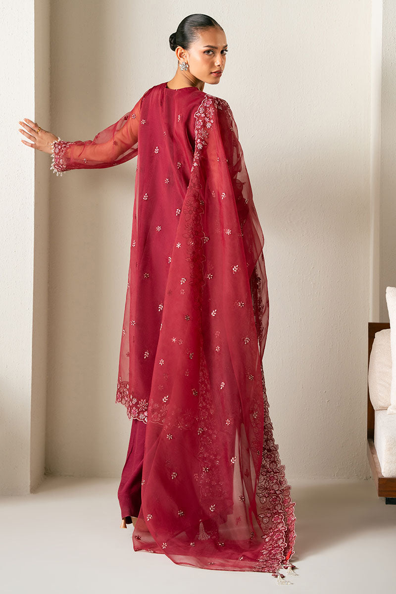GARNET GLOW-4PC ORGANZA EMBROIDERED SUIT