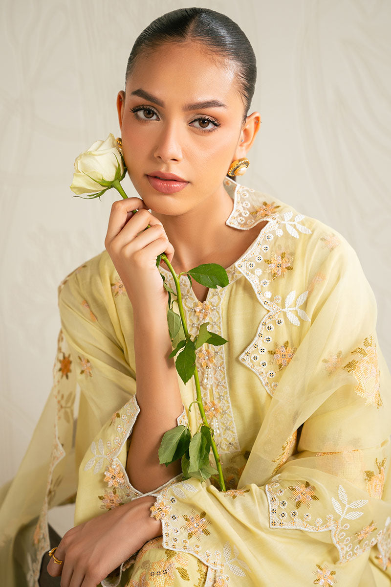 DANDELION BLISS-3PC SILK EMBROIDERED SUIT