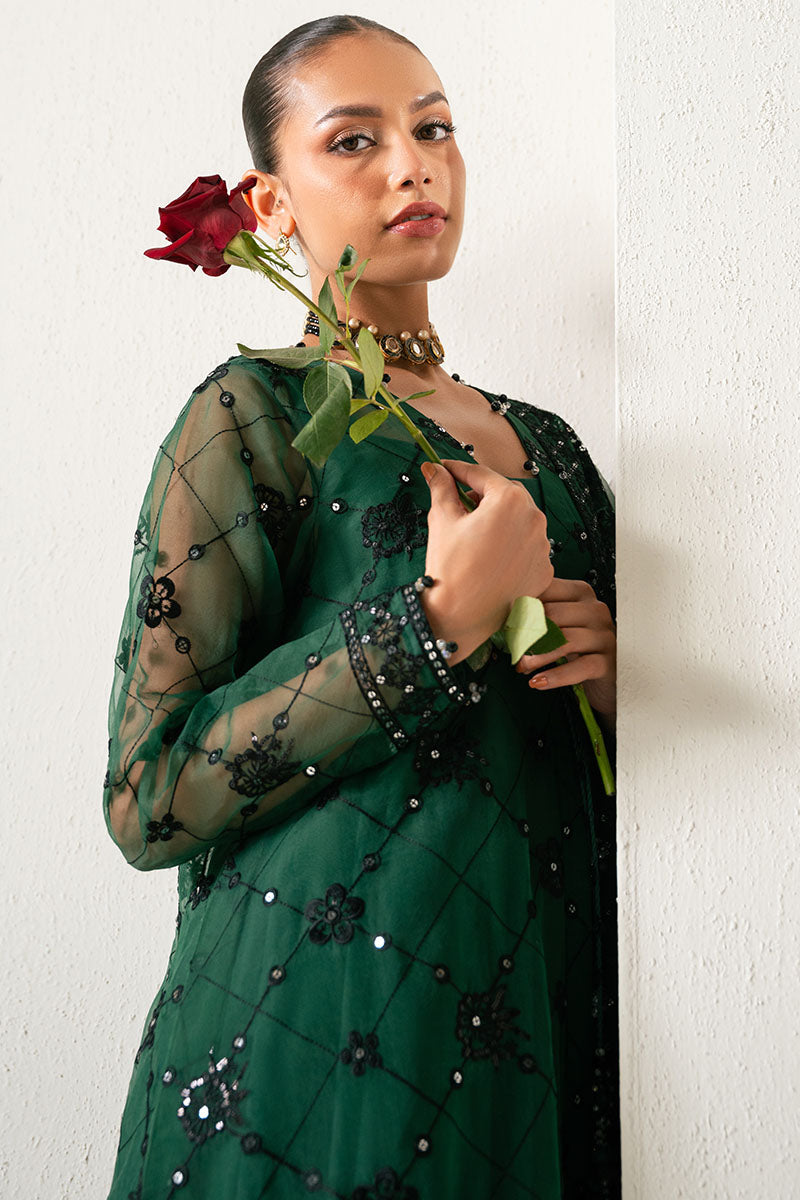 EMERALD DREAM-4PC ORGANZA EMBROIDERED SUIT