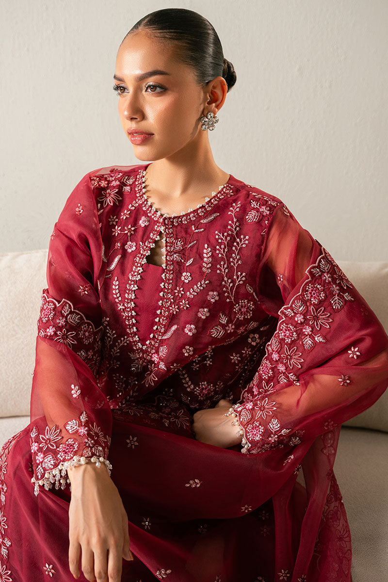 GARNET GLOW-4PC ORGANZA EMBROIDERED SUIT