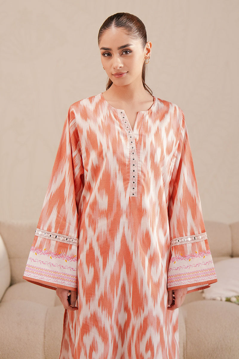 SAFFRON FADE-2 PIECE PRINTED LAWN SUIT