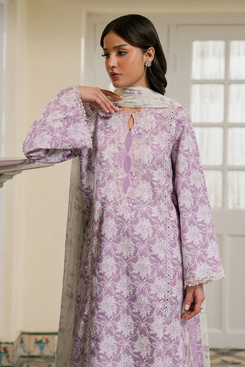 Lavender Muse- 3Pc Embroidered Lawn Suit