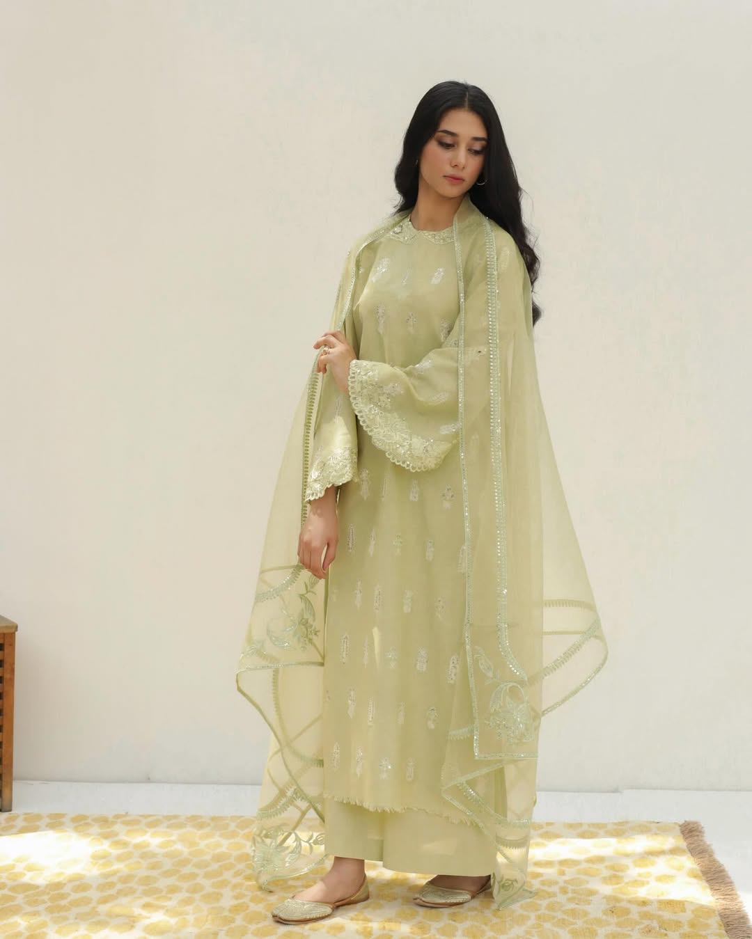 Apple Green – Stylish 3 Piece Stitched embroidered Suit for Women