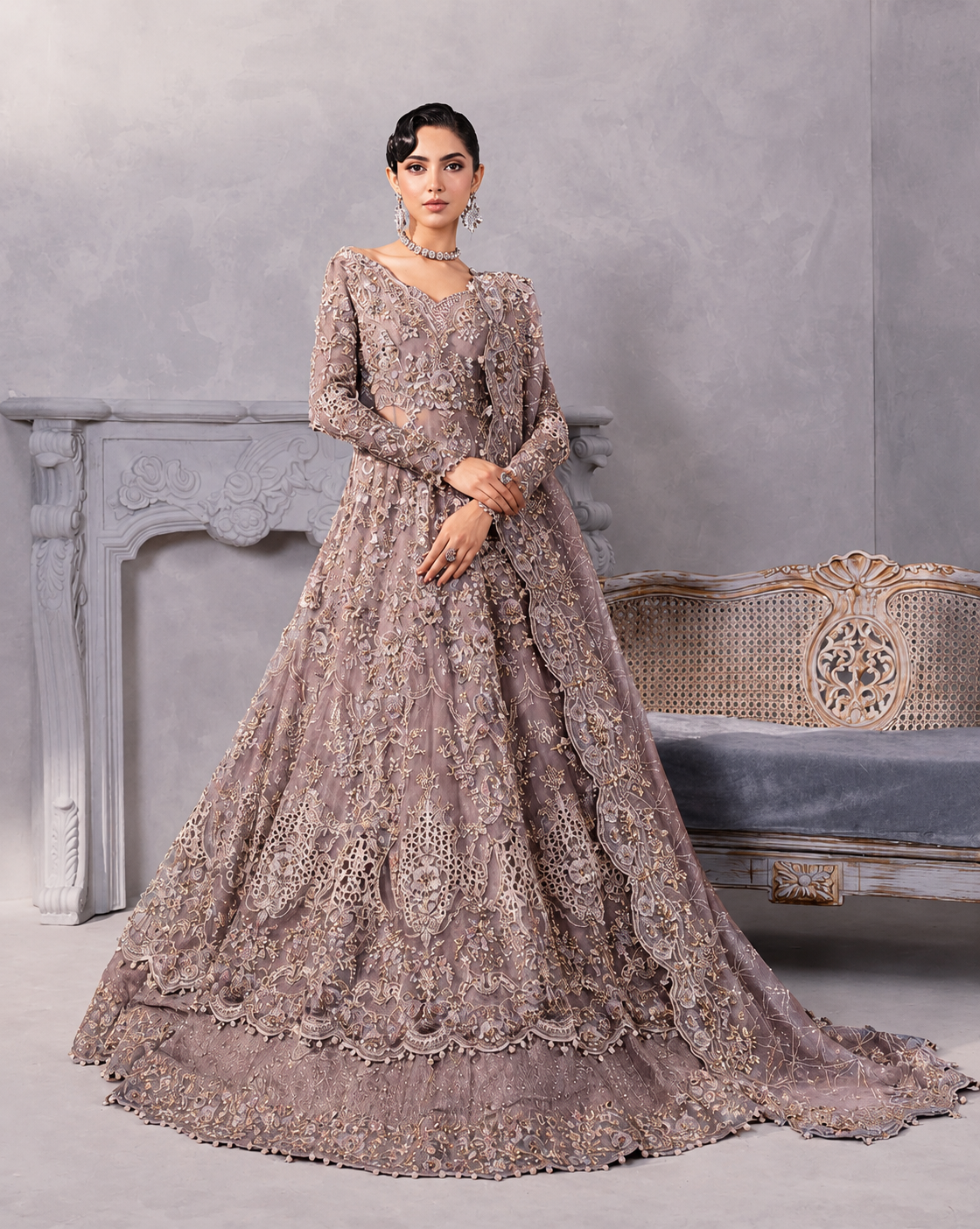 Maria B – Bridal Maxi Bareeze Net Lehenga Style