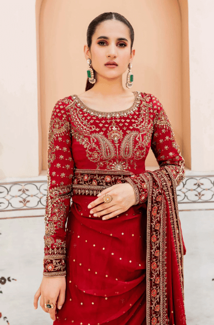 Maria B – Mbroidered Champagne Saree Style