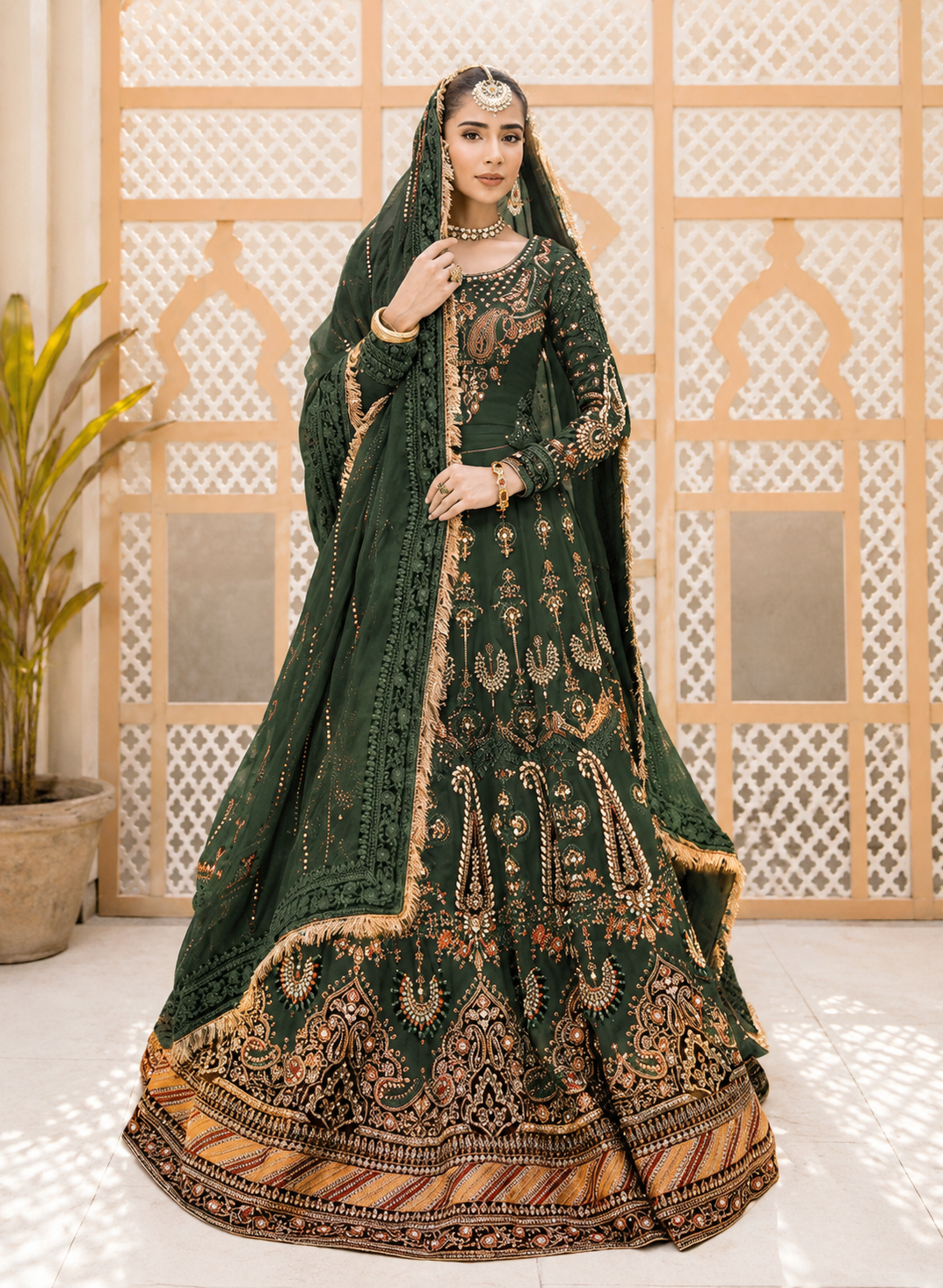 Maria B – Green Bridal Maxi Style