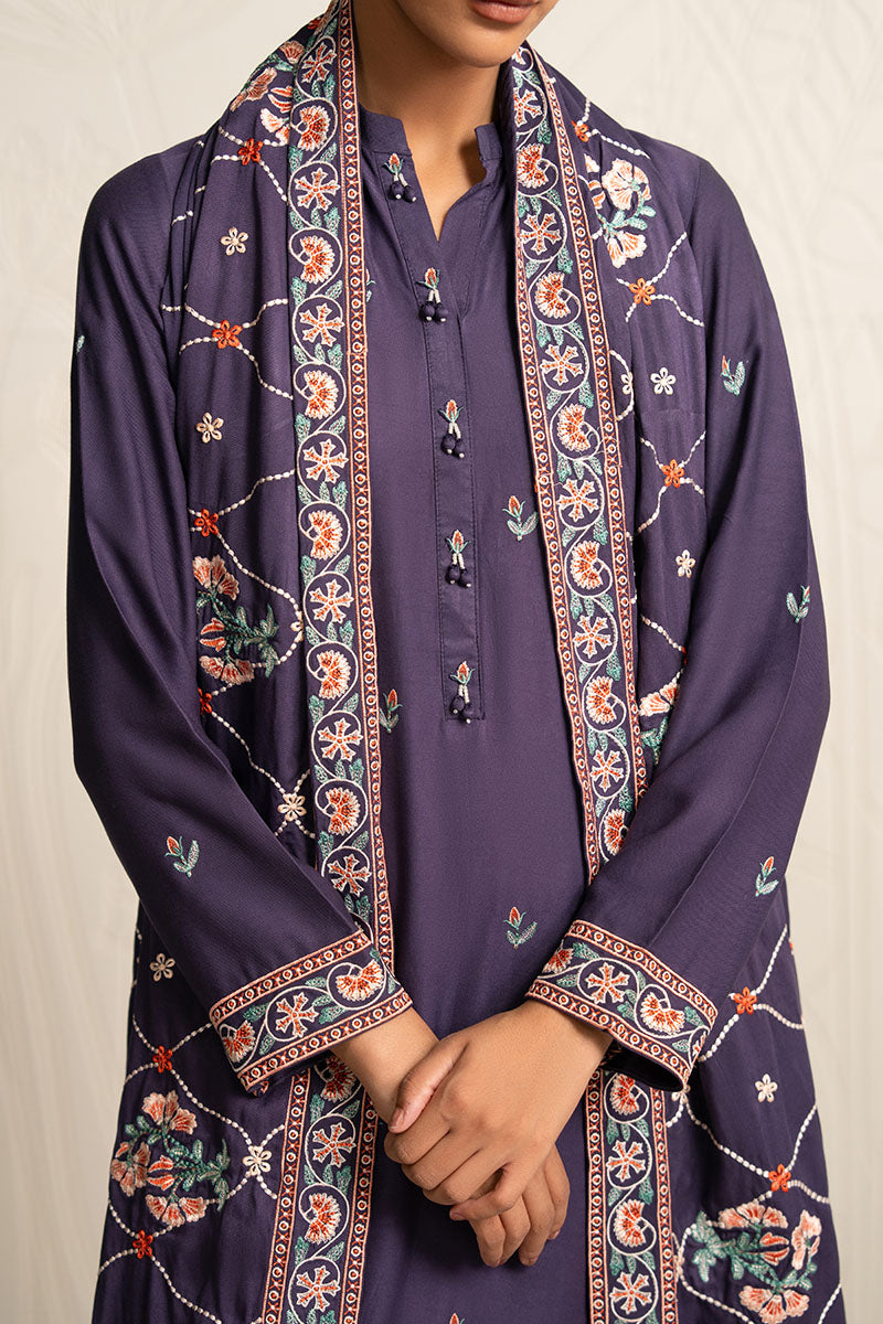 Mulberry Garnet-3Pc (Shirt, Trouser & Dupatta)