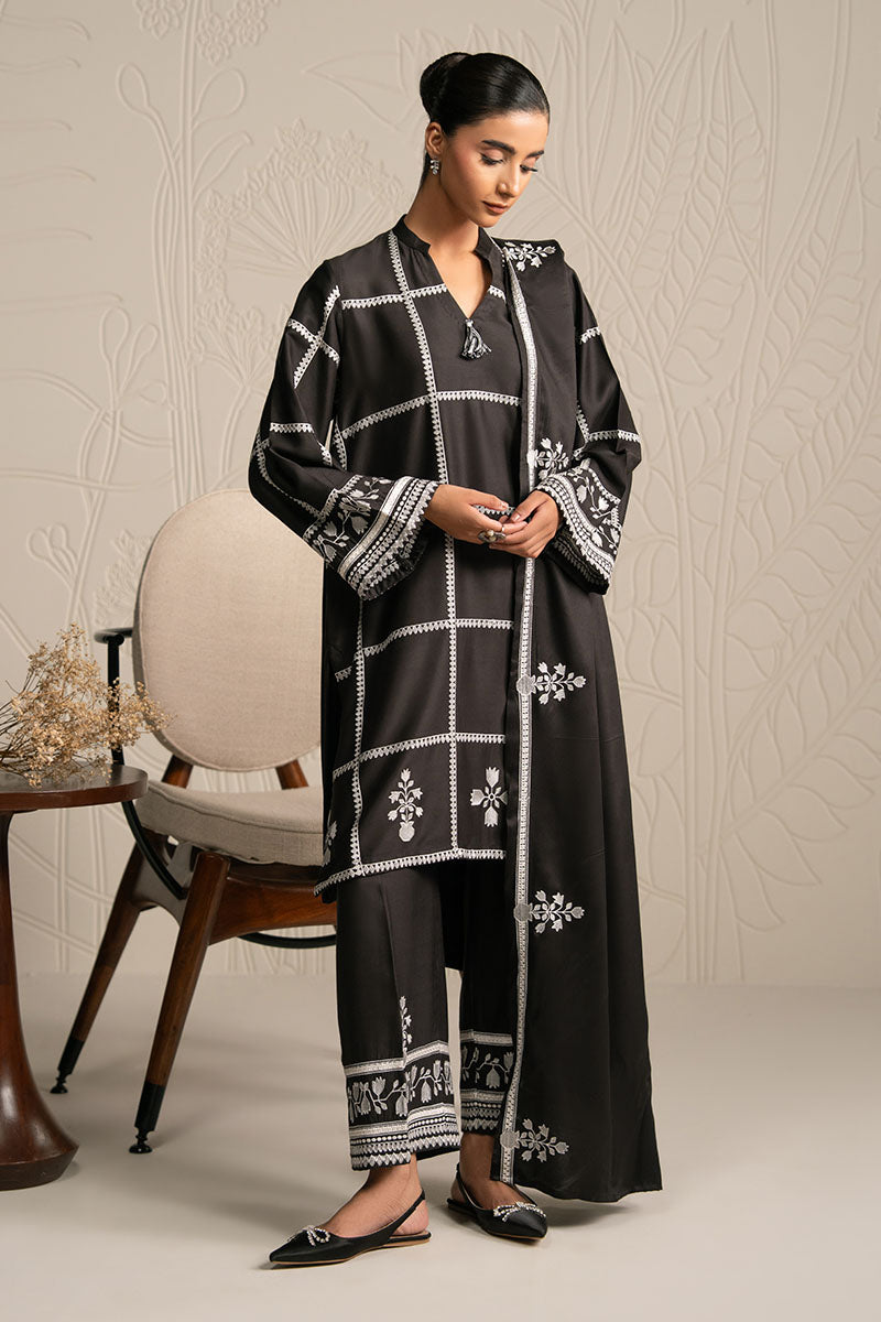 Noir Ecru-3Pc (Shirt, Trouser & Dupatta)