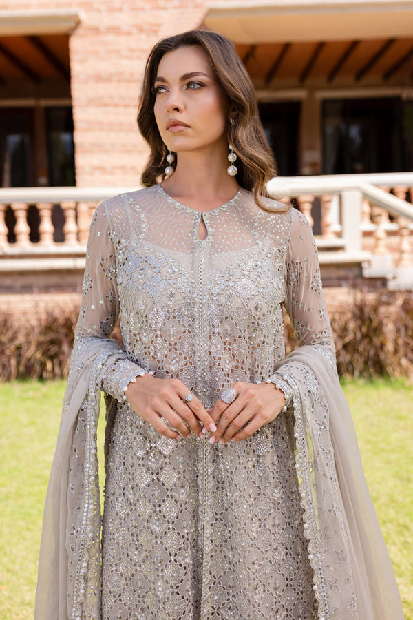 Marjjan MLC-25 Style – Silver Grey Embroidered Formal Suit