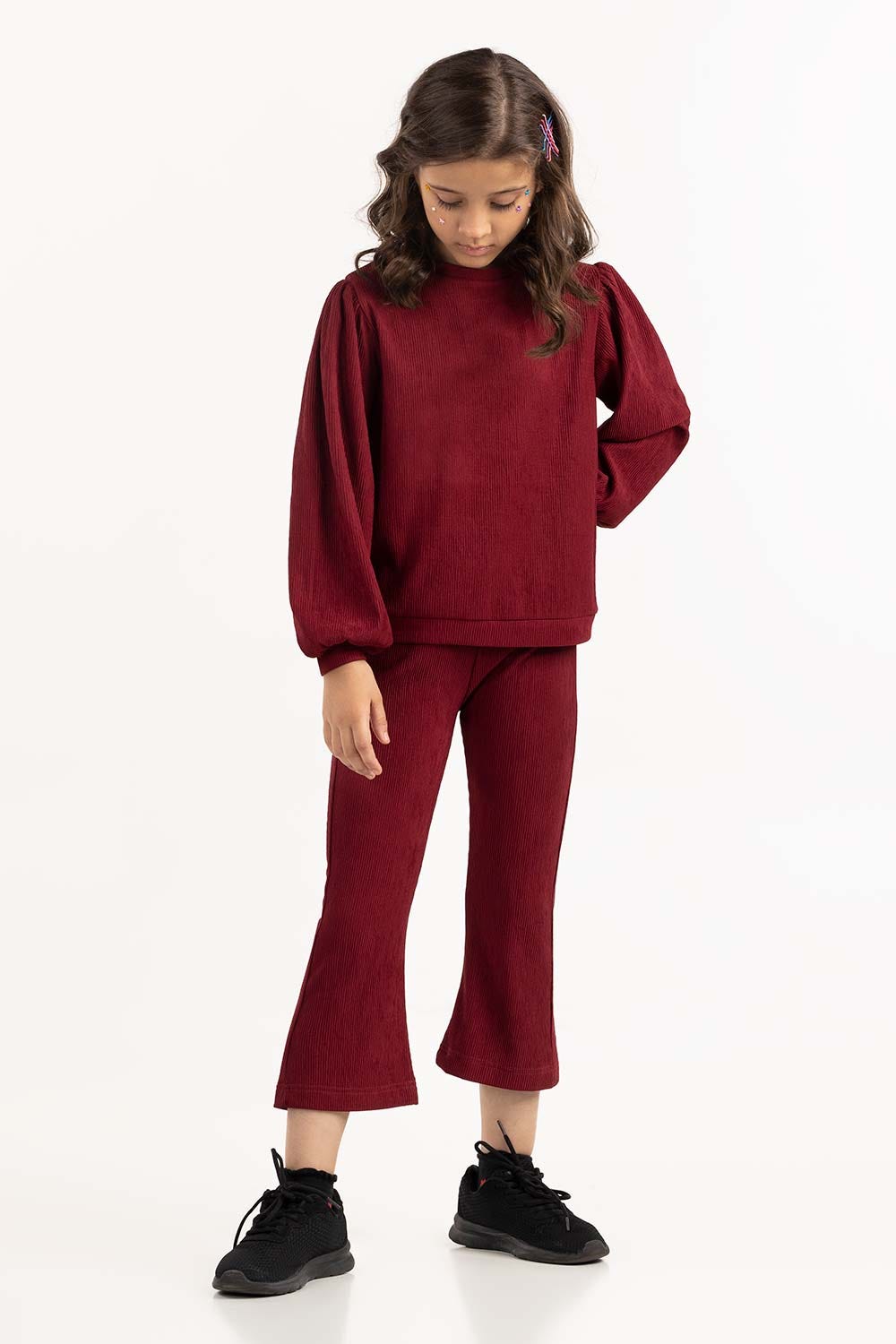 Girls Maroon Flared Trouser