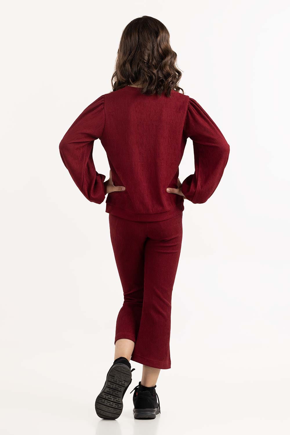 Girls Maroon Flared Trouser