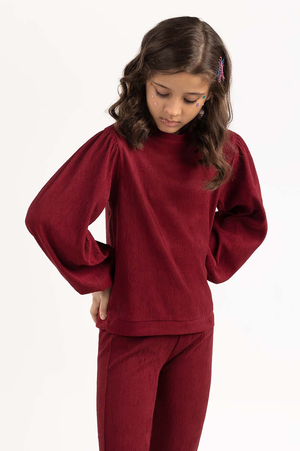 Girls Maroon Flared Trouser