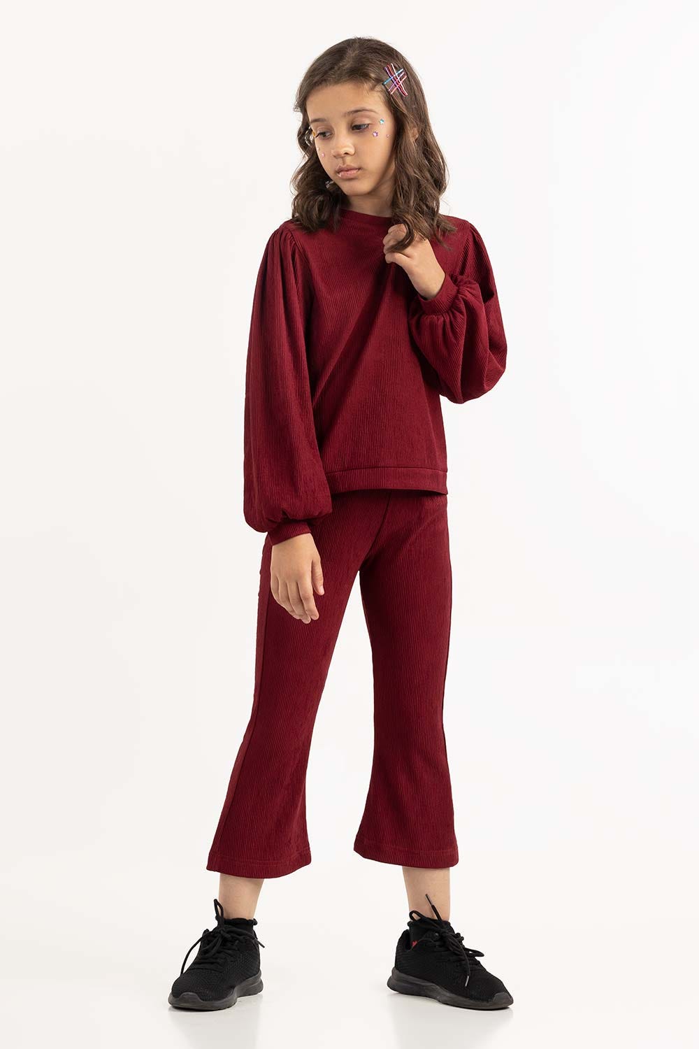 Girls Maroon Flared Trouser