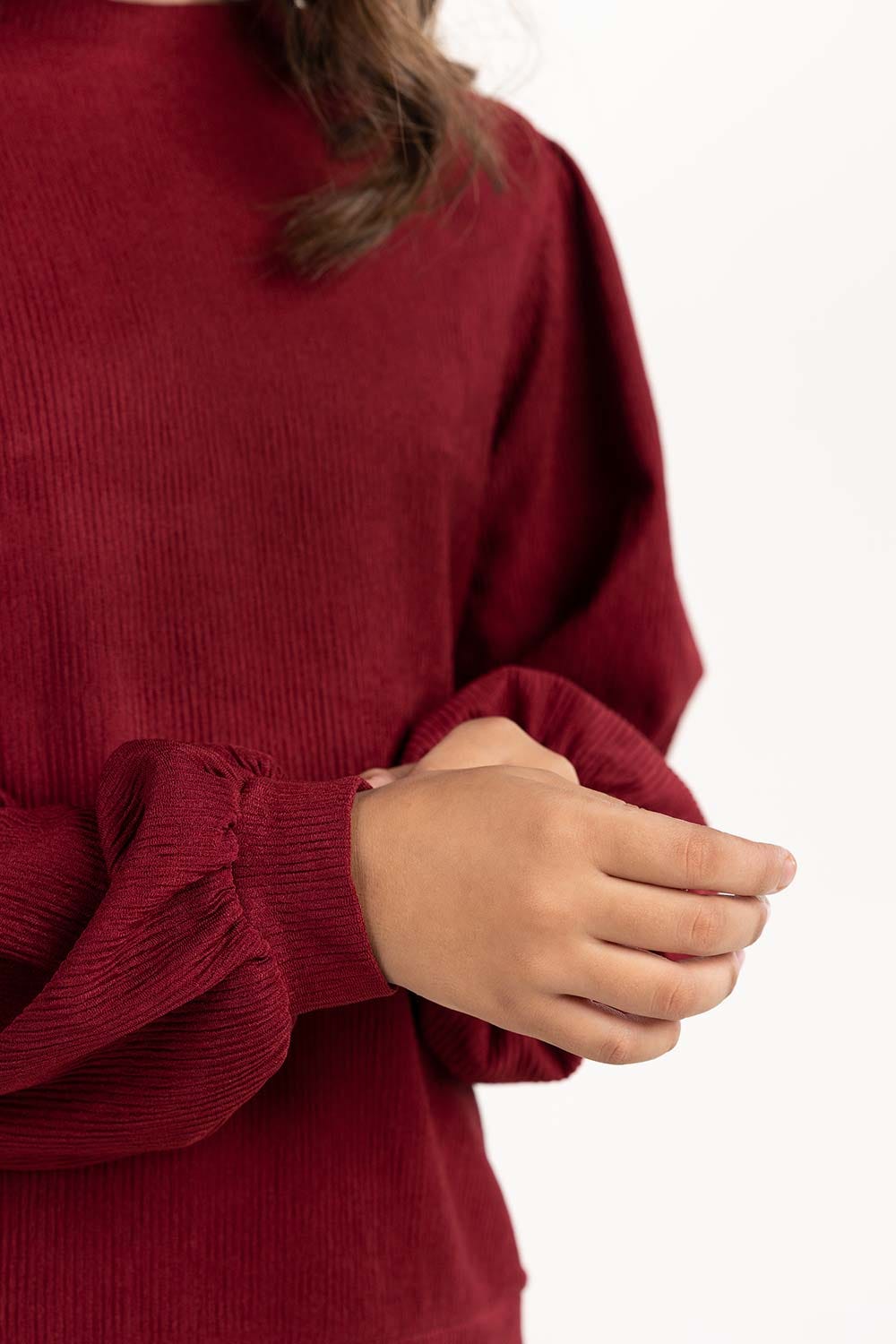 Toddler Girl Maroon Knit Blouse