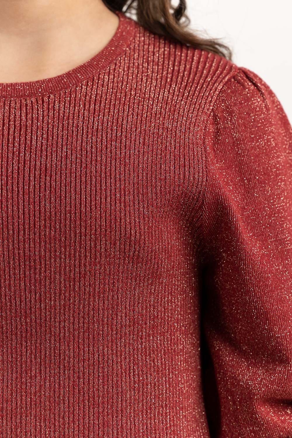 Junior Girl Maroon Knit Sweater