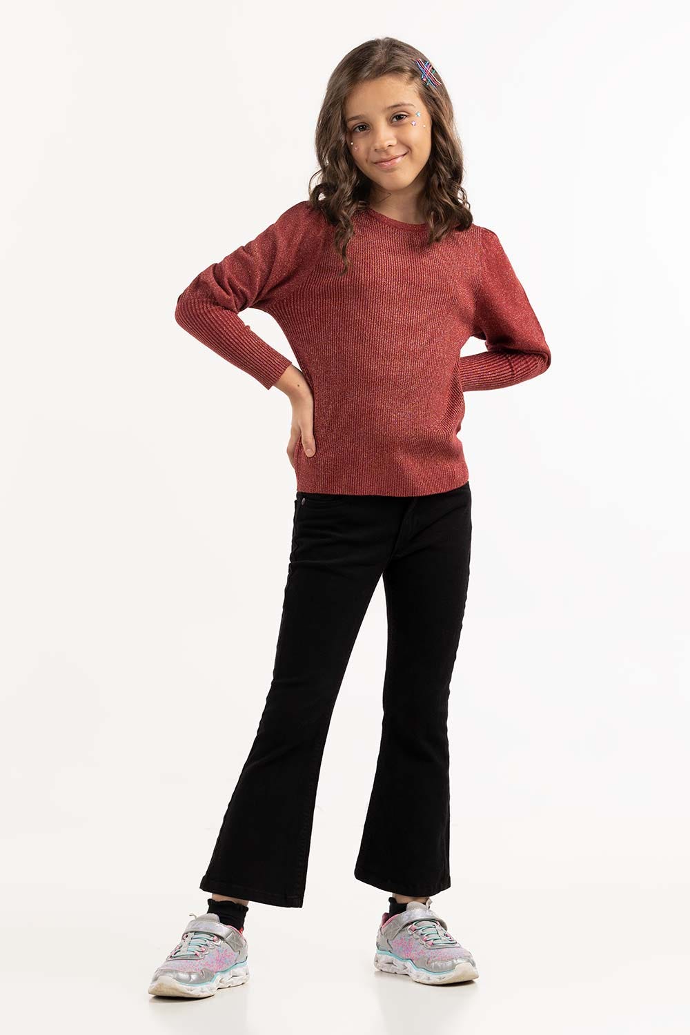 Junior Girl Maroon Knit Sweater