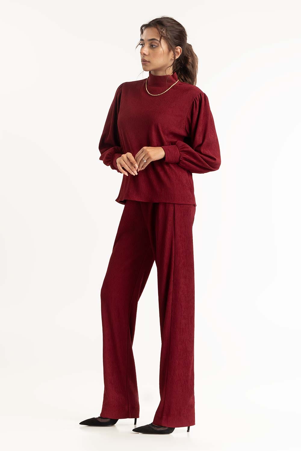 Maroon Straight Trouser