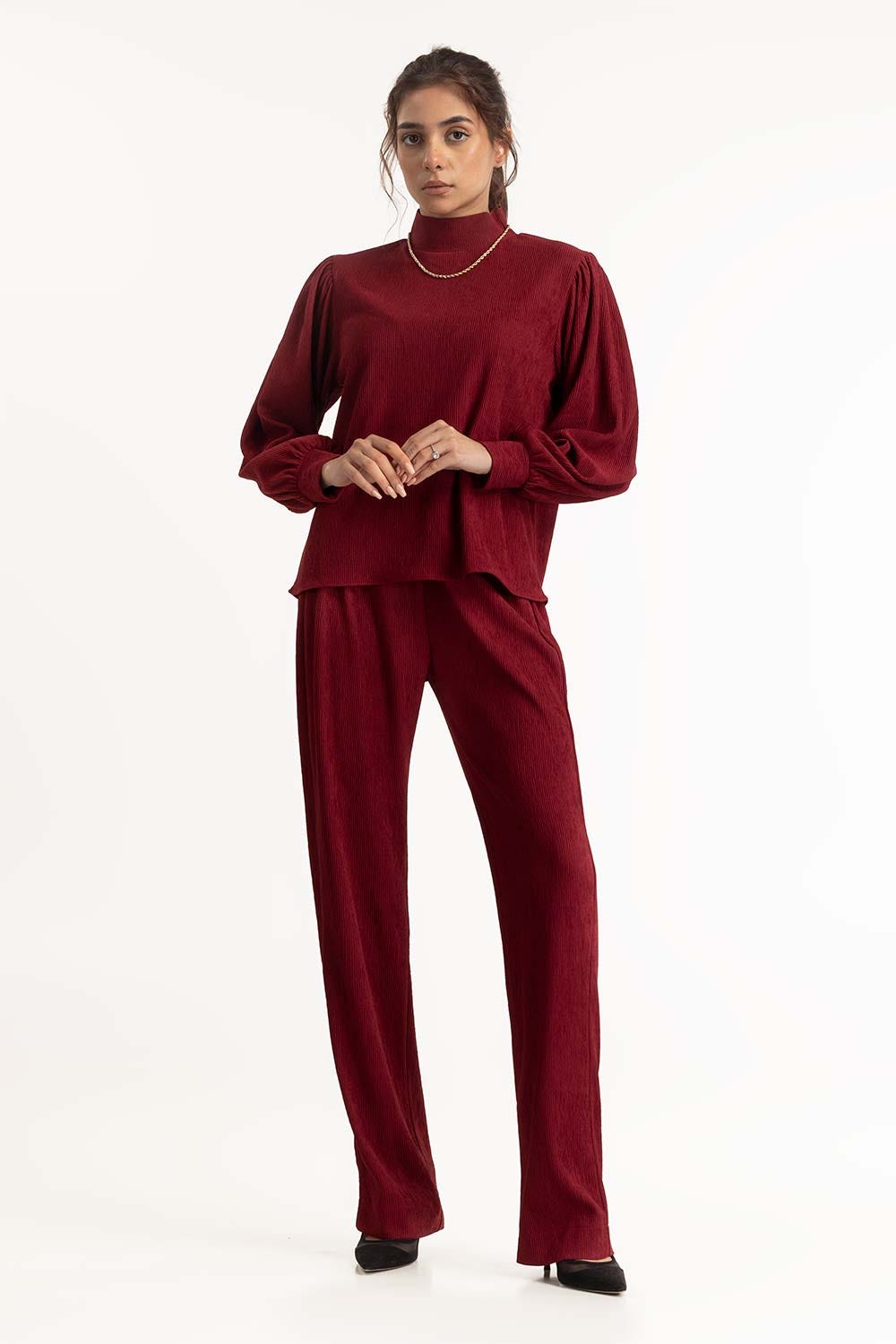 Maroon Straight Trouser