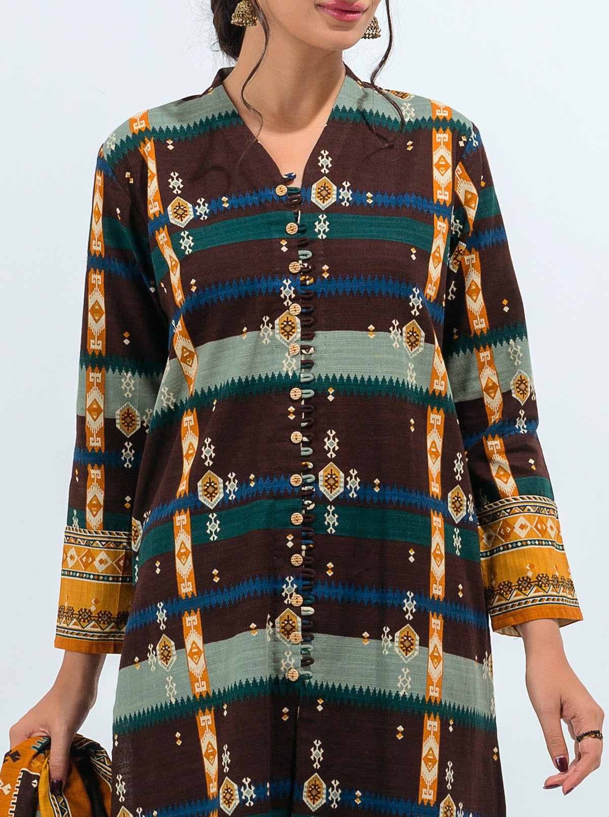 3 Piece - Printed Khaddar Suit - Alluring Charm