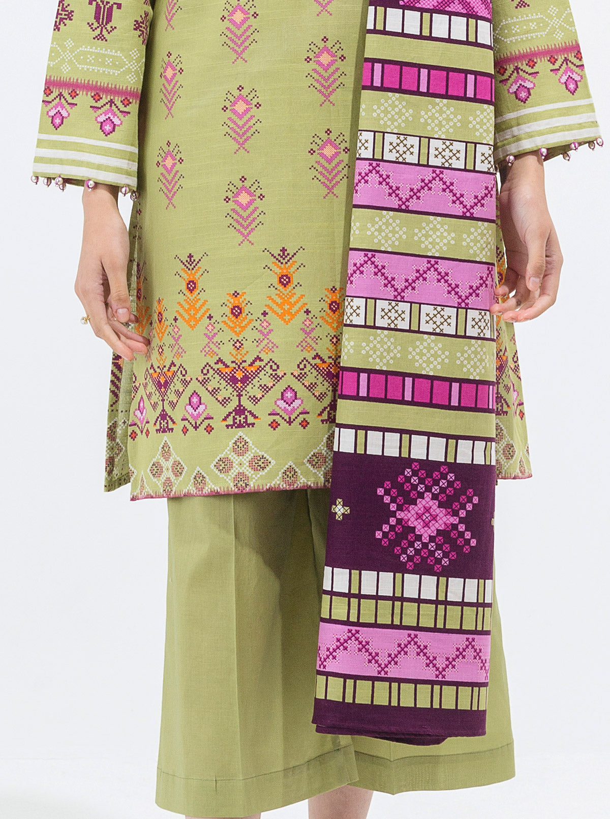 3 Piece - Printed Khaddar Suit - Opulent Opal