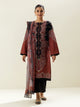 3 Piece - Printed Khaddar Suit - Smoky Salmon