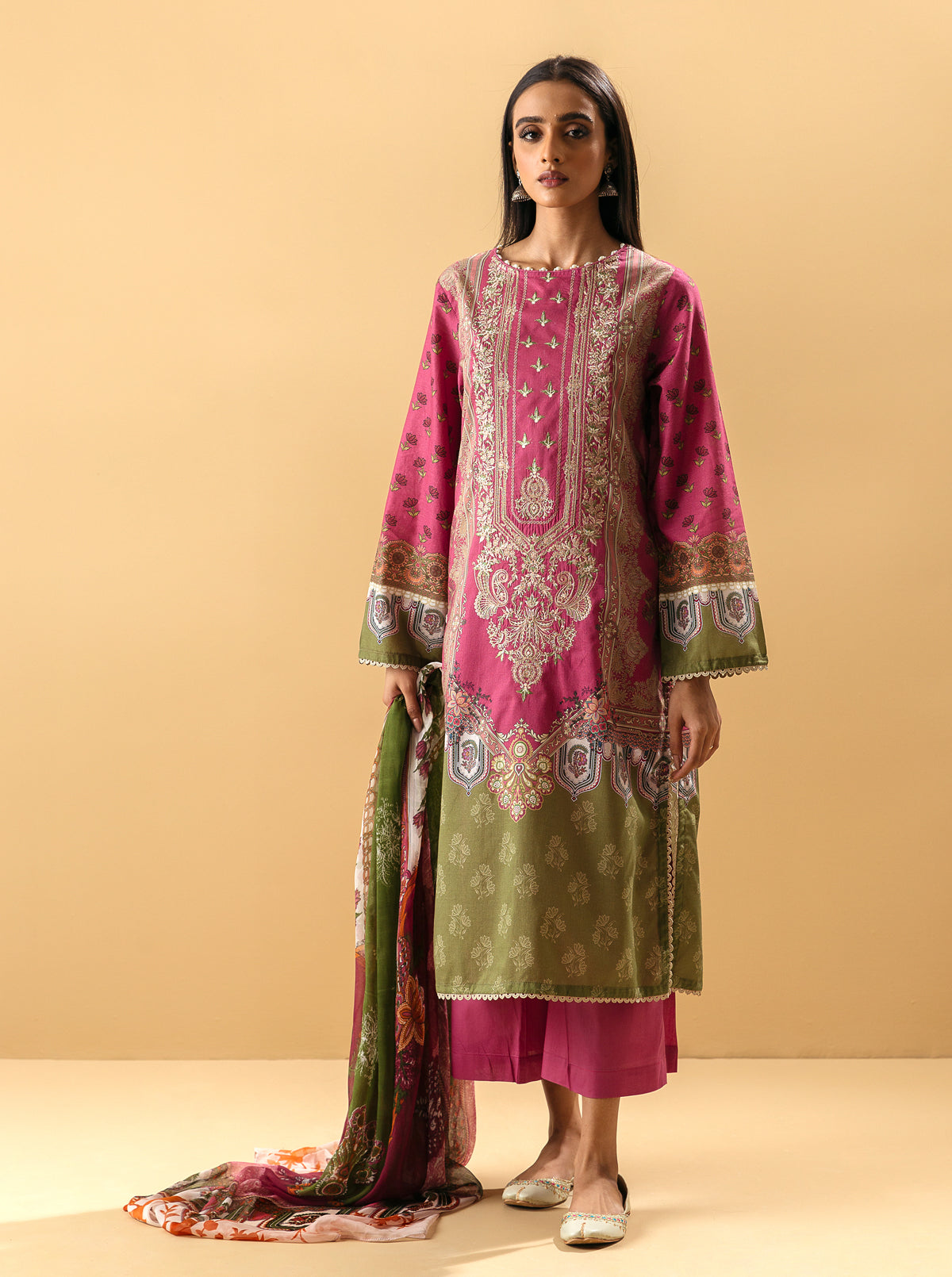 3 PIECE - EMBROIDERED LAWN SUIT - ETERNAL BLISSMB4S22U55-PINK-2000000204106-3PC