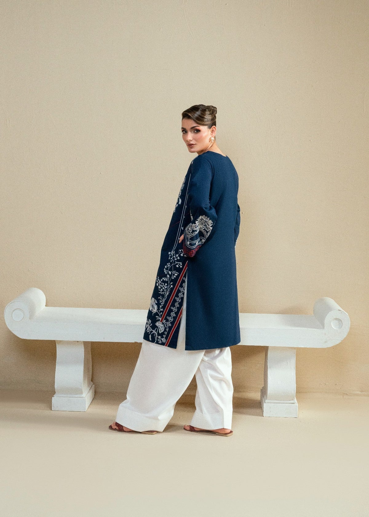 Cambric Kurta Set in Midnight blue