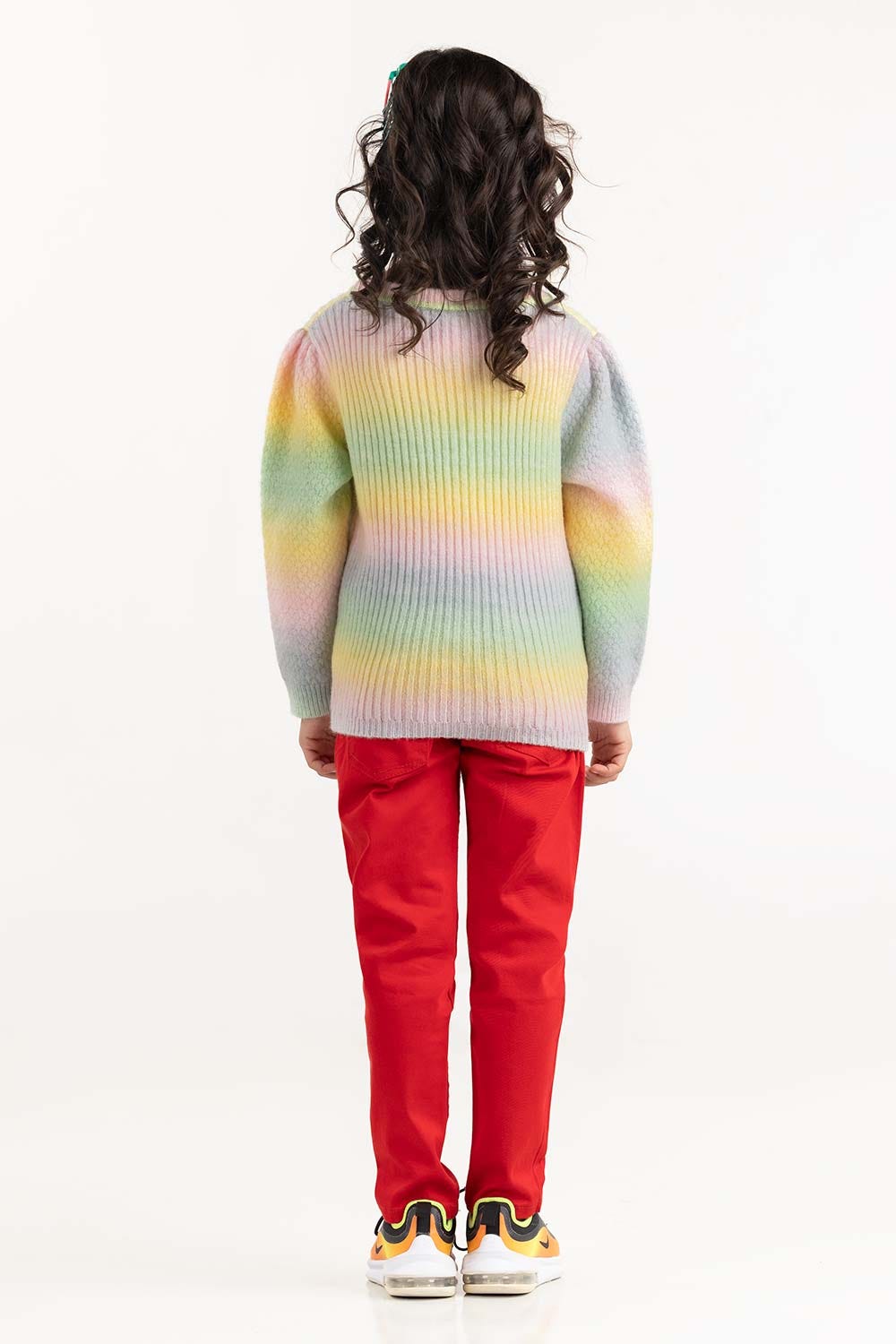 Toddler Girl Multi-Colored Knit Sweater With Crew Neck