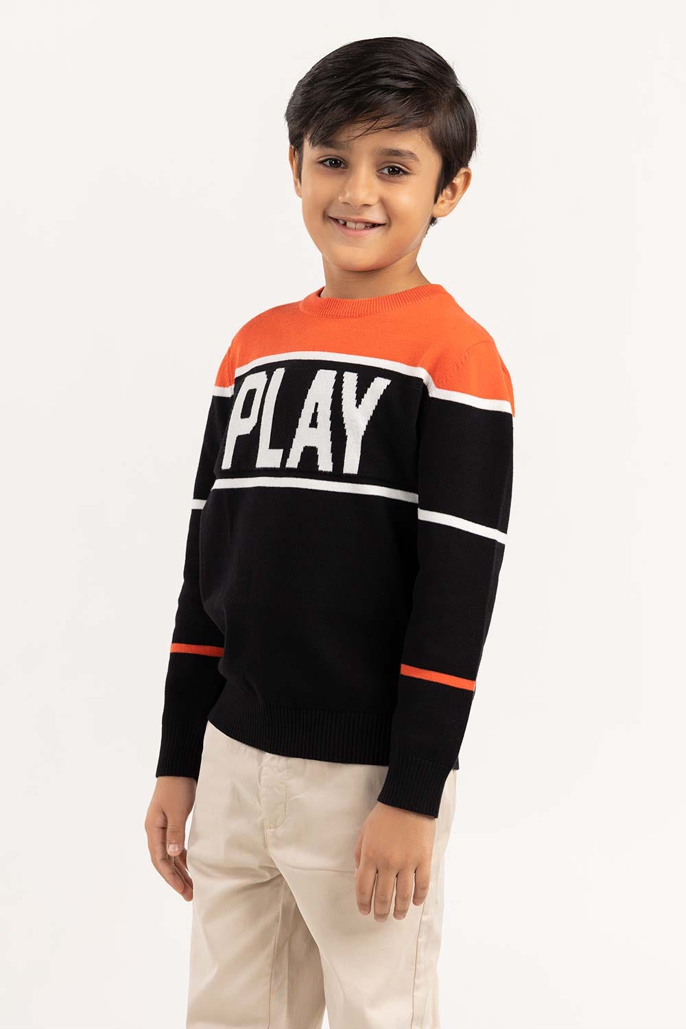 Junior Boy Multi Color Block Knit Sweater