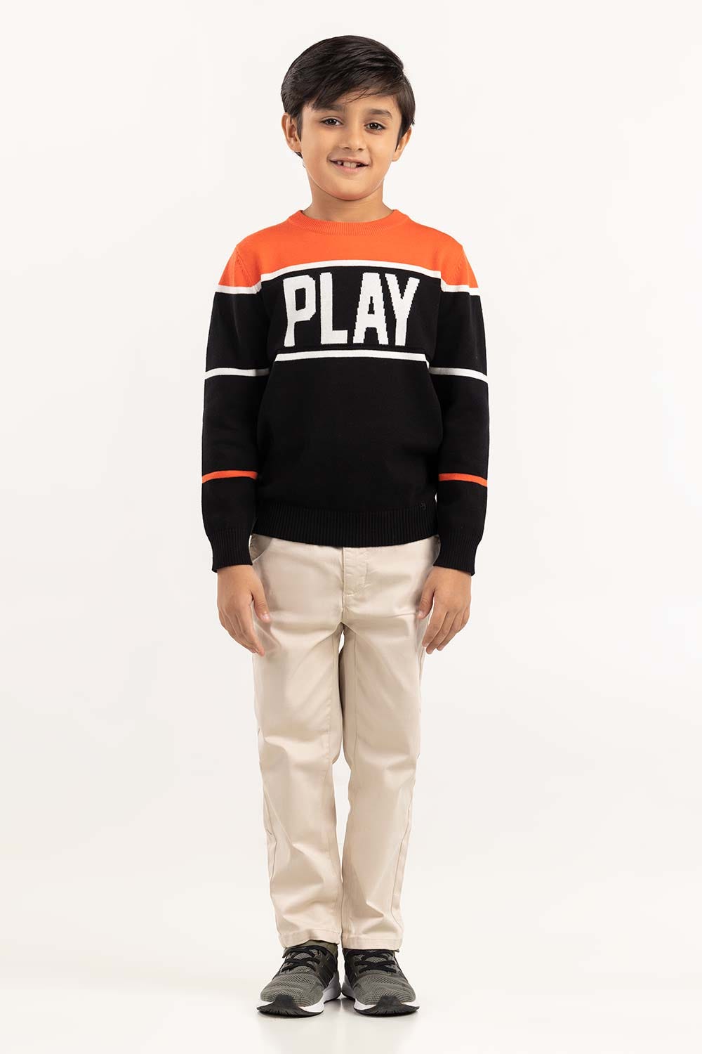 Junior Boy Multi Color Block Knit Sweater