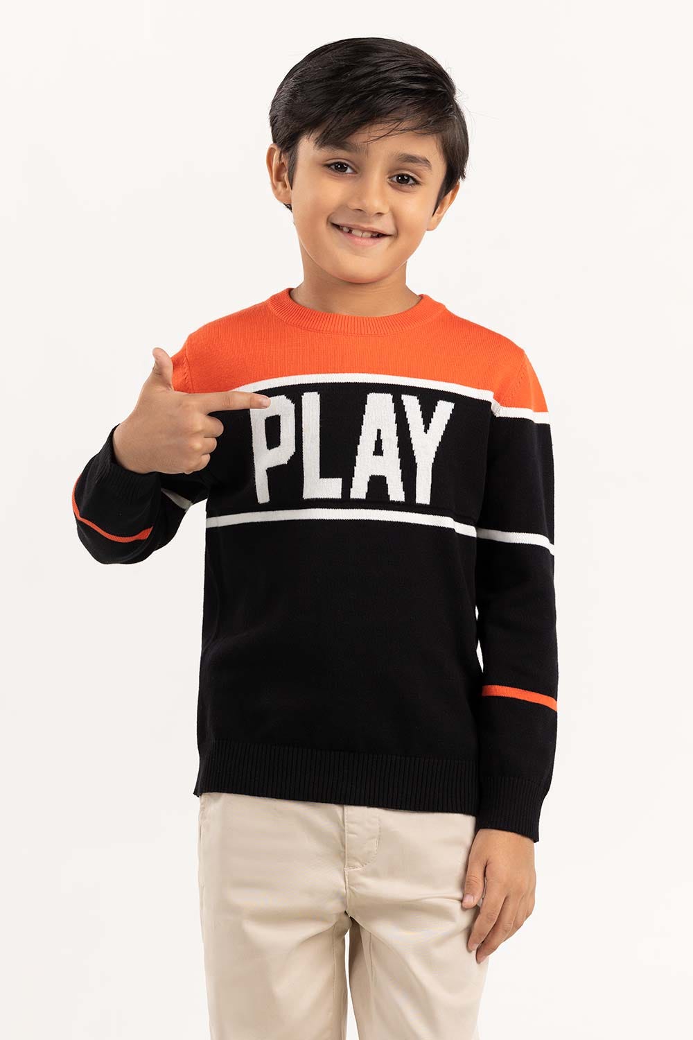 Junior Boy Multi Color Block Knit Sweater