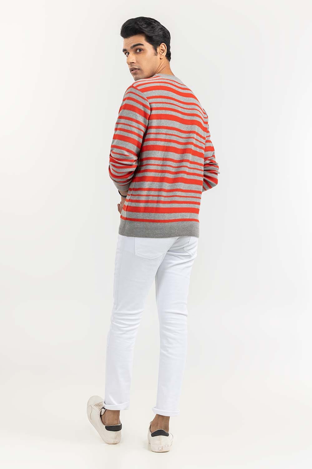Multi Color Striped Crew Neck Sweater