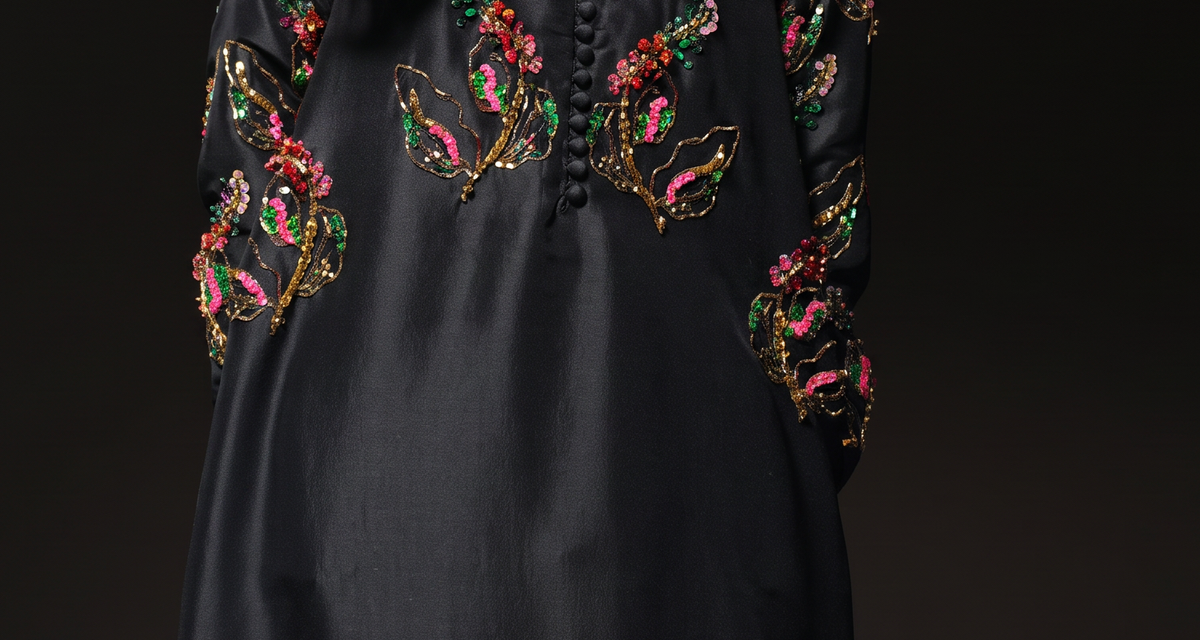 Muse Luxe – Black Crystal & Sequin Silk Maxi Style