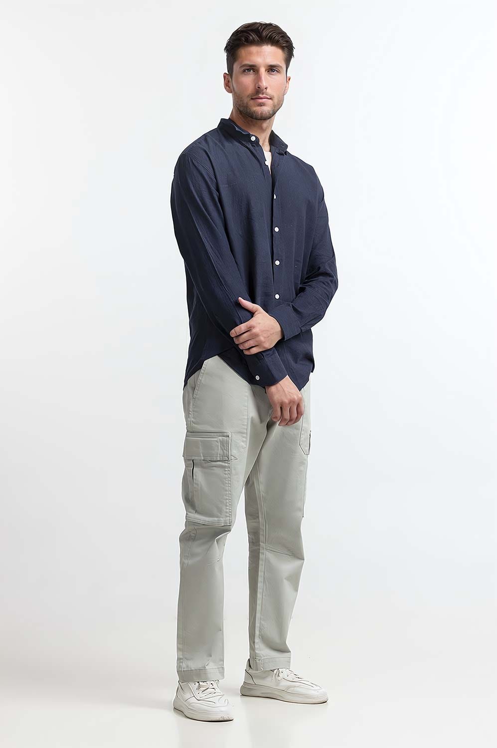Navy Blue Basic Casual Shirt