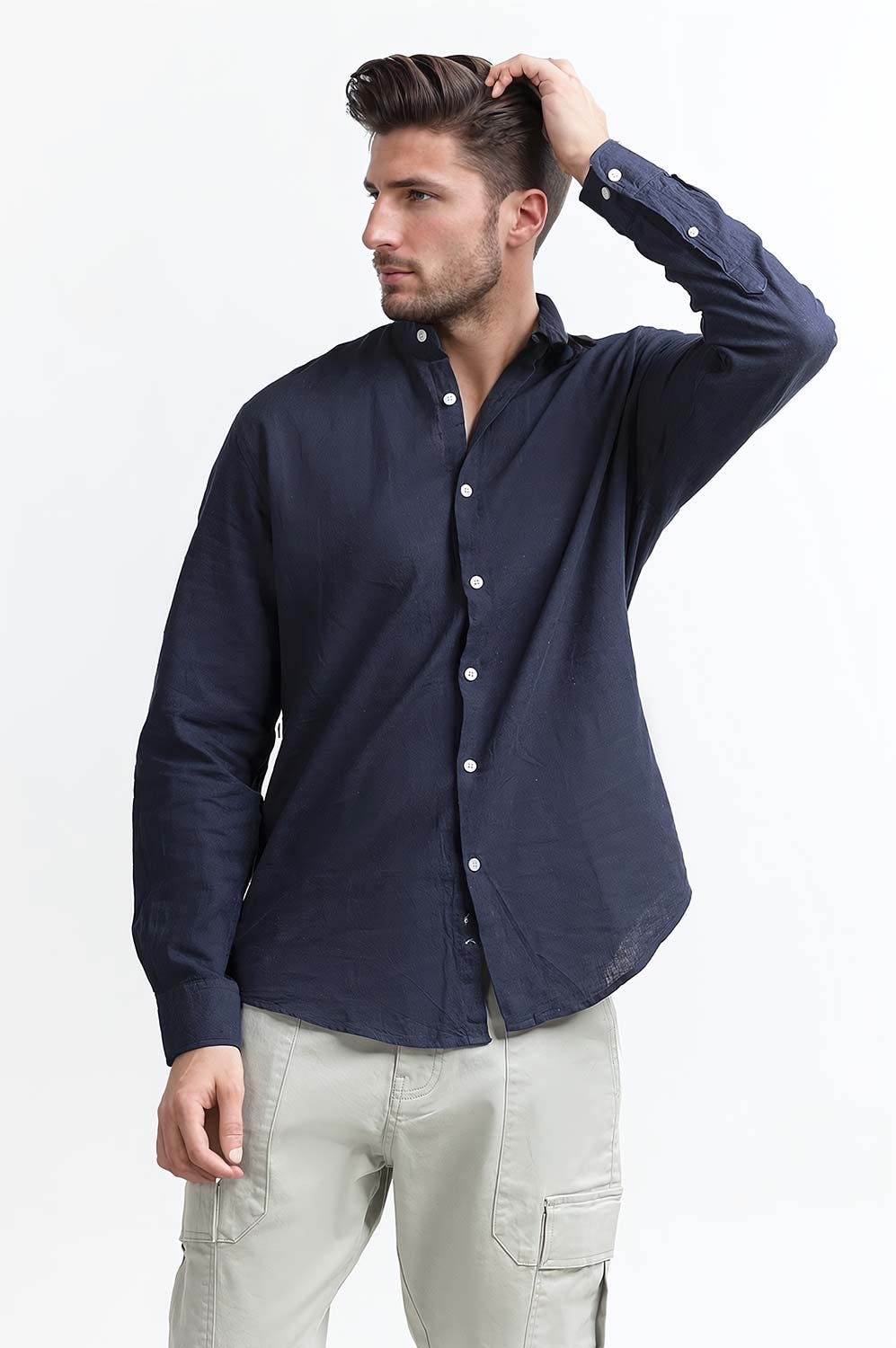 Navy Blue Basic Casual Shirt